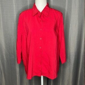 C. J. BANKS RED BUTTON FRONT BLOUSE SIZE 1X
